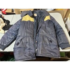 Fashioned Sportwear Men's S-RETRO Puffer Coat- Navy Blue/yellow From Korea